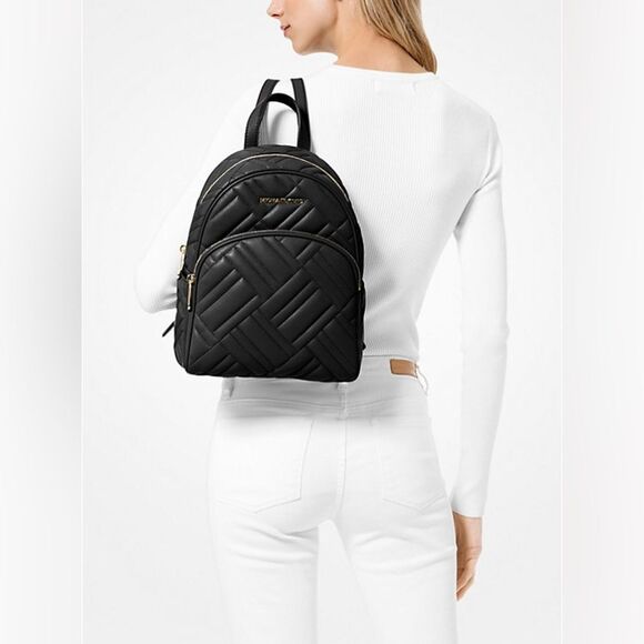 Michael Kors Abbey Medium Quilted Leather Backpack | Black main image 7